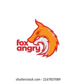 abstract orange head fox wolf angry logo design vector graphic symbol icon illustration creative idea