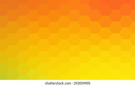 Abstract orange hexagon retro  background. Honeycomb. Transition bright colors. Vector illustration