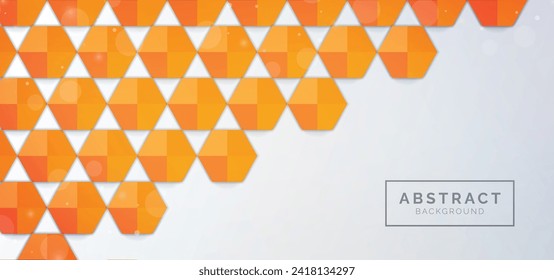 Abstract orange hexagon shape pattern background design with mesh black shadow vector illustration