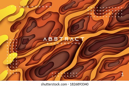 Abstract orange hole papercut background trendy composition
