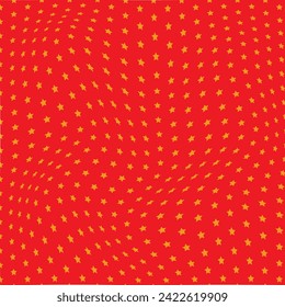 abstract orange juice color star wavy pattern on red background