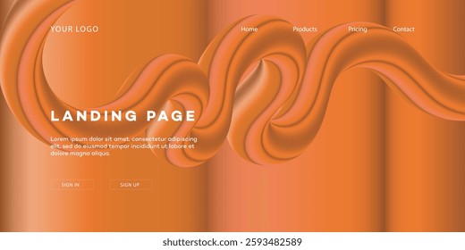 Abstract Orange Landing Page Design Fluid 3D Wave Background