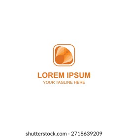 Logotipo en forma de abanico en capas de color naranja Abstractas, icono de marca geométrica moderna en cuadrado redondeado.