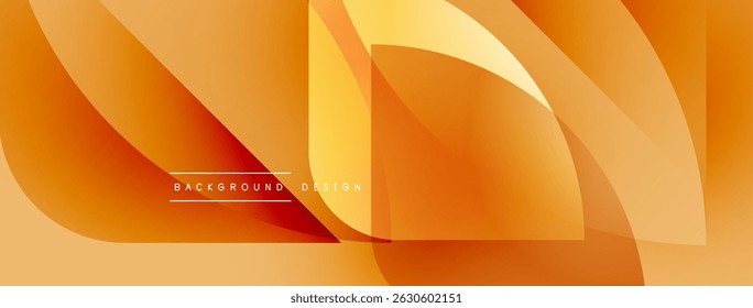 Abstract orange layers create dynamic background. Smooth shapes overlap, forming modern design. Warm tones dominate composition.