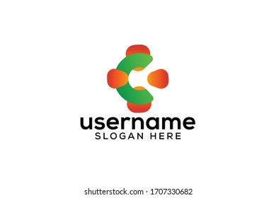 abstract orange letter C mark logo vector design with simple, unique, modern styles and awesome gradient color on white background 