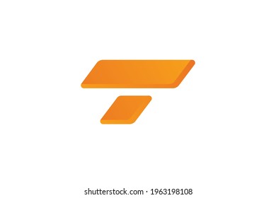 Abstract orange letter T 3D logo template for business. logo T vector illustration.