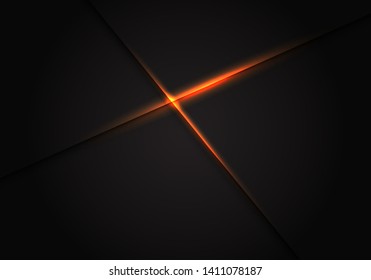 Abstract orange light cross on dark blank space design modern futuristic technology background vector illustration.