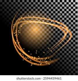 Abstract Orange Light Waves Displayed Beautifully on a Transparent Background Surface