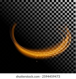 Abstract Orange Light Waves Displayed Beautifully on a Transparent Background Surface