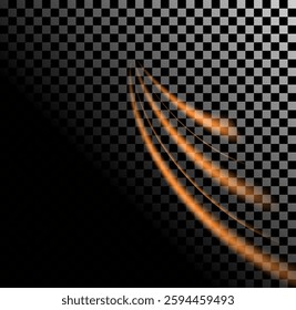 Abstract Orange Light Waves Displayed Beautifully on a Transparent Background Surface