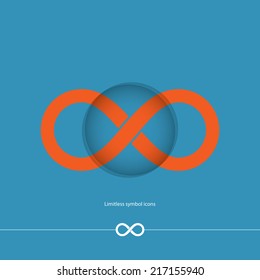 Abstract orange limitless icon on sky blue background. Vector illustration
