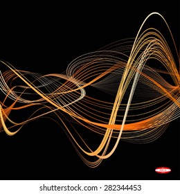 abstract orange line beige wave yellow band isolated on black background. vector illustration