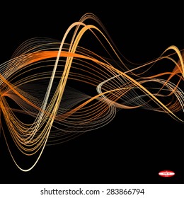 abstract orange line beige wave yellow band isolated on black background. vector illustration