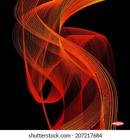 abstract orange line red wave on black background vector
