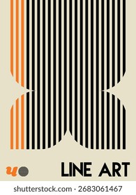 Líneas anaranjadas Abstractas y tipografía sobre lienzo neutro, ondas de Vertical anaranjadas sobre fondo beige con tipografía atrevida