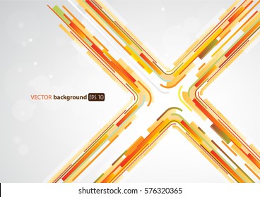 Abstract orange lines in X shape with place for your text.