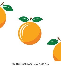 Abstract Orange Logo Illustration, Juicy Fruit, Bright and Vibrant Tangerine Vector Icon with Leaves and Stem. Fresh Orange Logo Design for Organic Healthy Food, a Natural Source of Vitamin C.