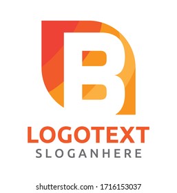 Abstract orange logo letter b logo design  template