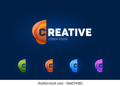 abstract orange logo. sign in the shape of the letter c