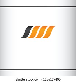 abstract orange logo. Stylized S letter or S M letter. Waves. Logo design template