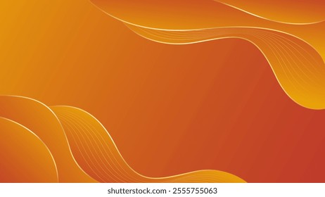 Abstract orange luxury background with gold lines. Elegant wave modern wallpaper. Template banner background for sales, ads, events, awards, web, pages, and others