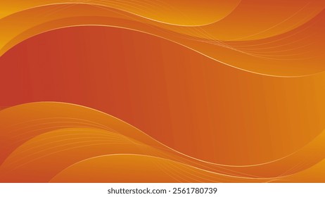 Abstract orange luxury background with gold lines. Elegant wave modern wallpapers. Suitable for templates, banners, cards, sales, ads, events, awards, web and pages