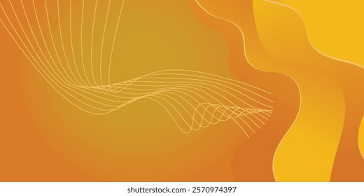 Abstract orange luxury banner background with gold lines. EPS 10