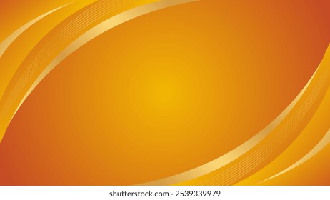 Abstract orange luxury curved background with gold lines. Elegant modern wallpapers. Suitable for templates, banners, cards, sales, ads, events, awards, web and pages