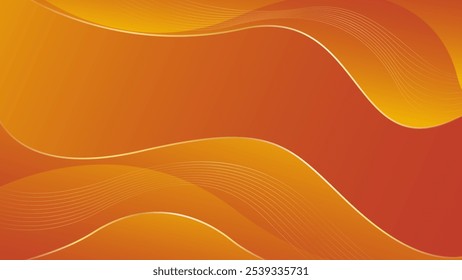 Abstract orange luxury wave background with gold lines. Elegant modern wallpapers. Suitable for templates, banners, cards, sales, ads, events, awards, web and pages