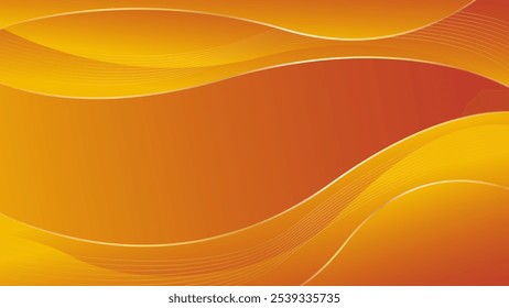 Abstract orange luxury wave background with gold lines. Elegant modern wallpapers. Suitable for templates, banners, cards, sales, ads, events, awards, web and pages
