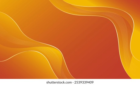 Abstract orange luxury wave background with gold lines. Elegant modern wallpapers. Suitable for templates, banners, cards, sales, ads, events, awards, web and pages