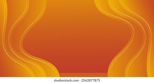 Abstract orange luxury wave background with gold lines. Elegant gradient modern wallpapers. Suitable for templates, banners, sales, ads, events, awards, web and pages