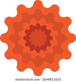 Abstract orange mandala design, intricate and detailed circular pattern.