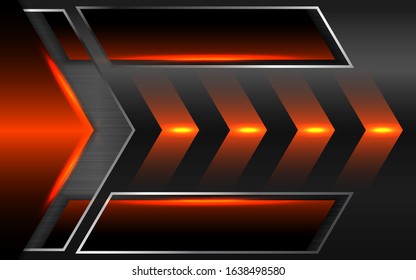 Abstract orange metallic shapes on dark background. Technology innovation concept with direction style, can use for wallpaper, cover, game banner, advertising corporate, poster, wallpaper