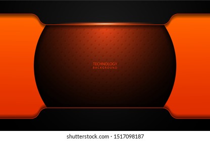 Abstract Orange Metallic Texture On Dark Background. Technology Vector Design Template Concept For Use Element Cover, Banner, Flyer, Frame, Brochure, Corporate, Advertising, Wallpaper