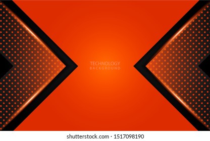Abstract orange metallic texture on dark background. Technology vector design template concept for use element cover, banner, flyer, frame, brochure, corporate, advertising, wallpaper