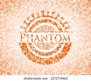  abstract orange mosaic emblem with background