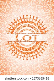 Lot abstract orange mosaic emblem with background