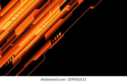 Abstract orange neon cyber dynamic geometric technology futuristic on black blank space design modern background vector illustration.