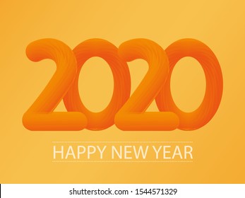 Abstract orange new 2020 year number on orange background. Vector template.