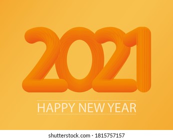 Abstract orange new 2021 year number on orange background. Vector template.