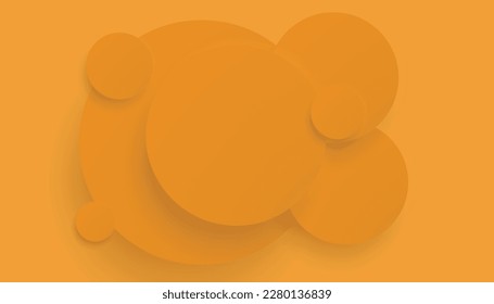 Resumen De La Superposición Naranja Círculos De Fondo. Banner de círculo de papel 3D de color suave con sombras de caída. Diseño sencillo mínimo para presentación, volante, folleto, sitio web, libro, etc