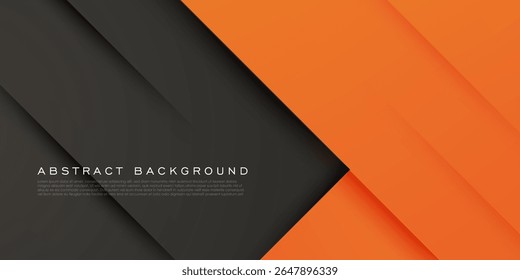 Abstract orange overlap square theme background. Orange square papercut pattern on dark gray color background. Eps10 vector