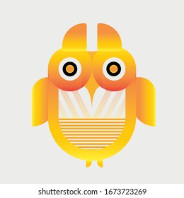 Abstract Orange Owl Vector Drawing