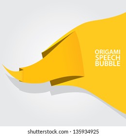 Abstract orange paper origami background. Vector origami Speech bubble. Vector yellow abstract origami background for website or cover design. Yellow stylish brochure for text and advertising.