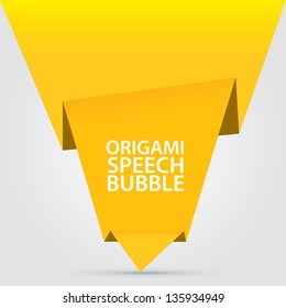 Abstract orange paper origami background. Vector origami Speech bubble. Vector yellow abstract origami background for website or cover design. Yellow stylish brochure for text and advertising.