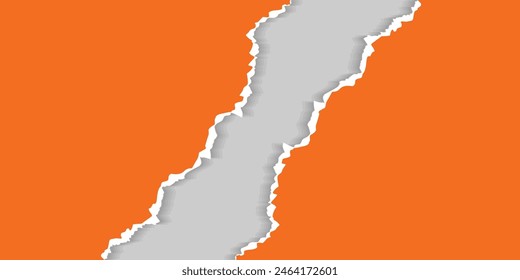 Abstractas naranja papel rasgado diseño en fondo gris, papel gris abstracto, papel gris rasgado, fondo azul,