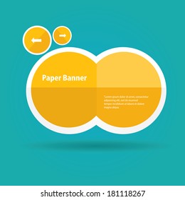 abstract orange paper vector banner or speech bubble on blue background