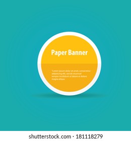 abstract orange paper vector banner or speech bubble on blue background