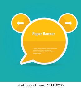 abstract orange paper vector banner or speech bubble on blue background